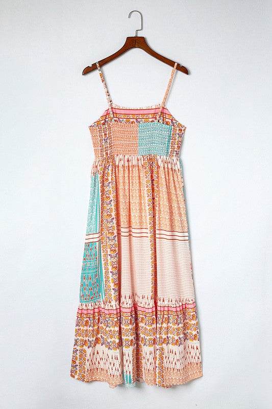 Patchwork mint coral long sundress