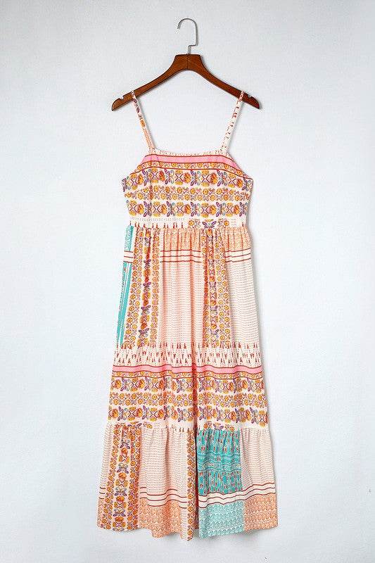 Patchwork mint coral long sundress