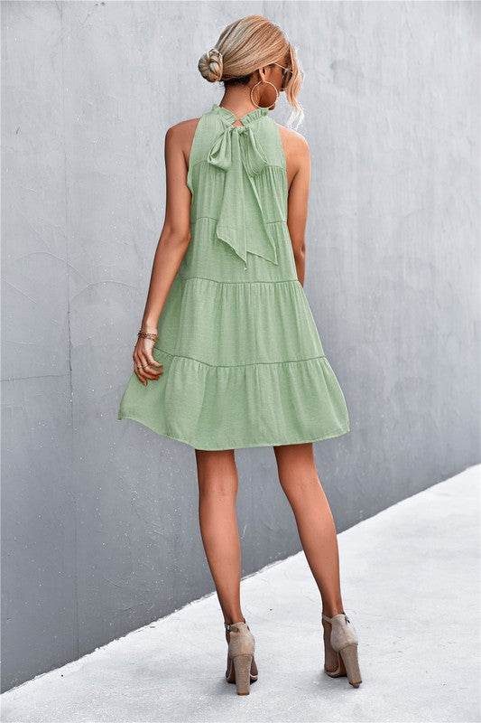 Women's Sleeveless Halter Dress A-line Dress
