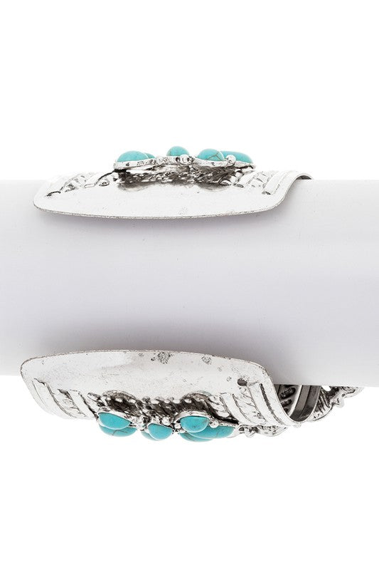 Squash Blossom Oversize Stone Open Cuff