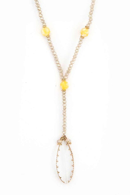 Crystal Pendant Beaded Long Necklace Set