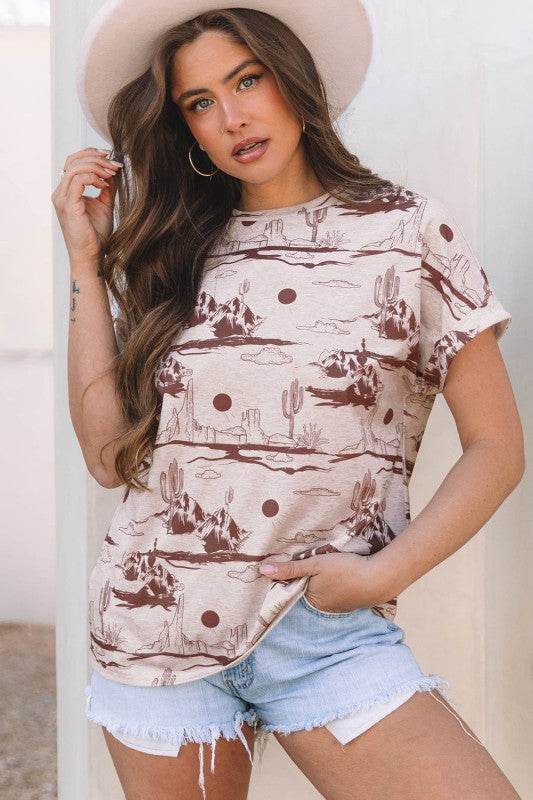Desert Sand Short Sleeve Knit Top