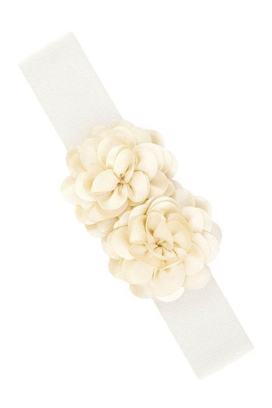 Chiffon Double Flower Charm Elastic Belt
