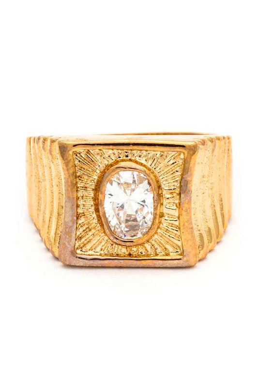 CZ Stone Ionic Gold ring
