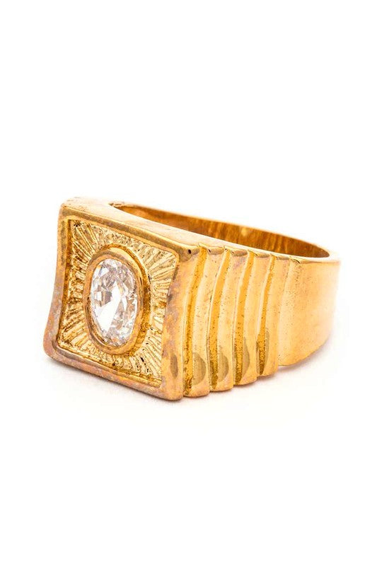 CZ Stone Ionic Gold ring