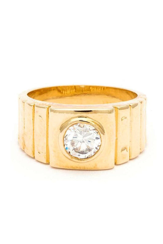 Vintage Inspired CZ Gold Ring