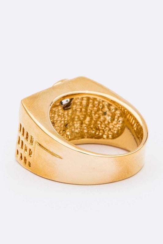 Iconic CZ Square Designed Gold Ring