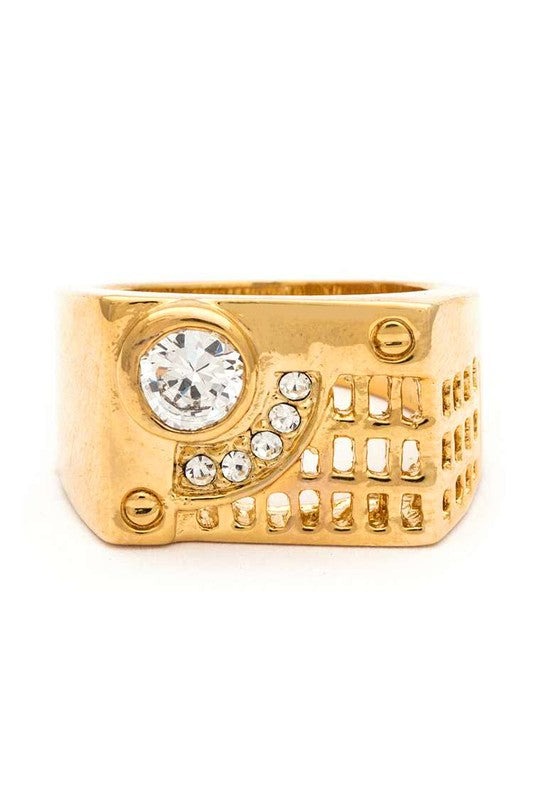 Iconic CZ Square Designed Gold Ring