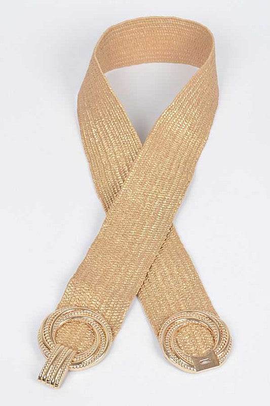 Metallic Faux Straw Elastic Belt