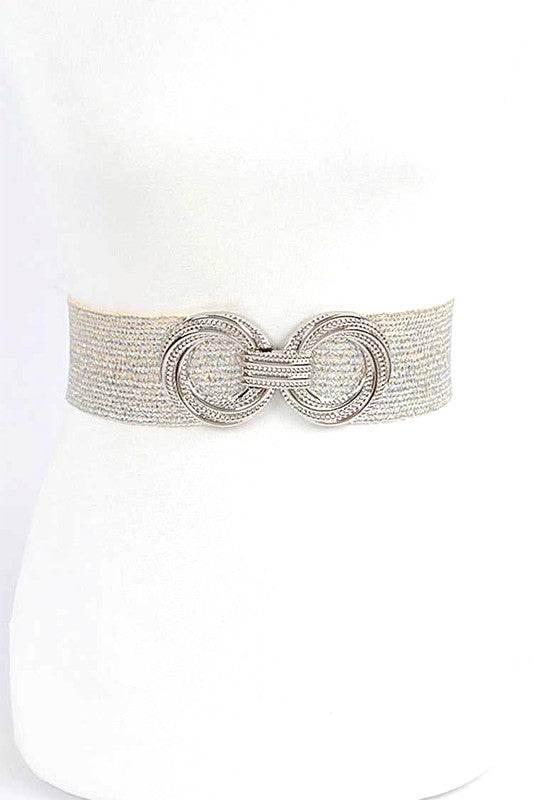 Metallic Faux Straw Elastic Belt