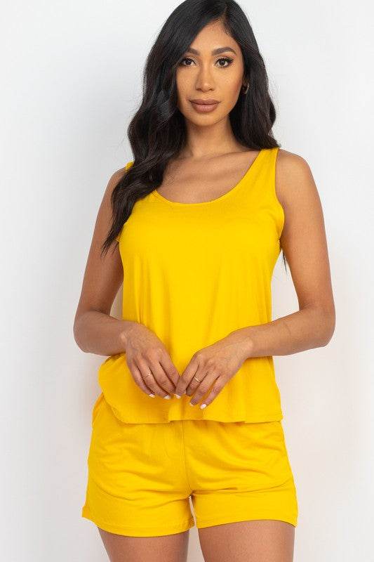 Basic Comfy Tank Top & mini casual Shorts Set