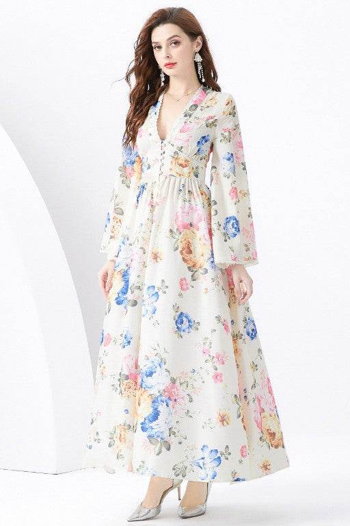 WOMEN FASHION CHIFFON MAXI DRESS