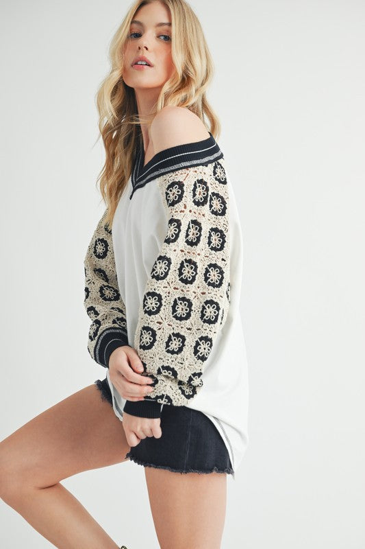 Deina Crochet Sleeve Tee