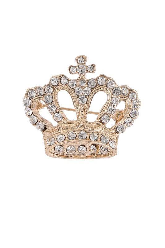 Rhinestone Crown Brooch