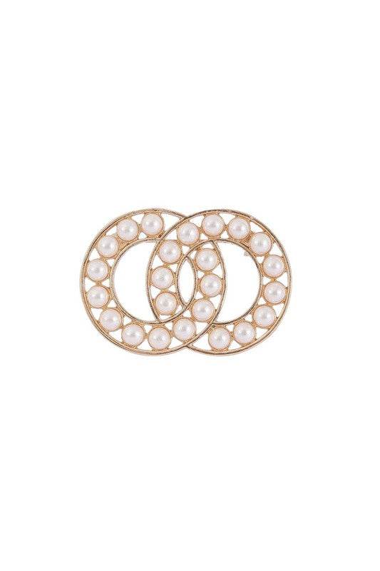 Vintage Pearl Double Circle Brooch