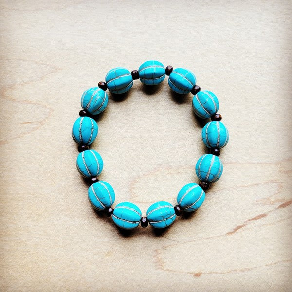 xxTurquoise Blue Melon Beaded Stretch Bracelet