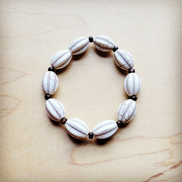 xxWhite Turquoise Melon Beaded Stretch Bracelet