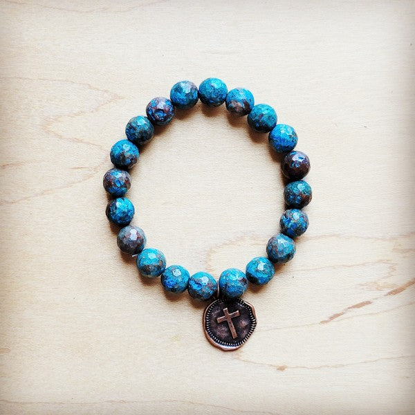 xxBlue Chrysocolla Stretch Bracelet w/ Coin