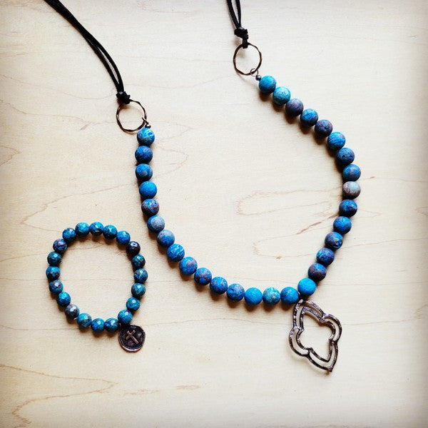 xxBlue Chrysocolla Stretch Bracelet w/ Coin