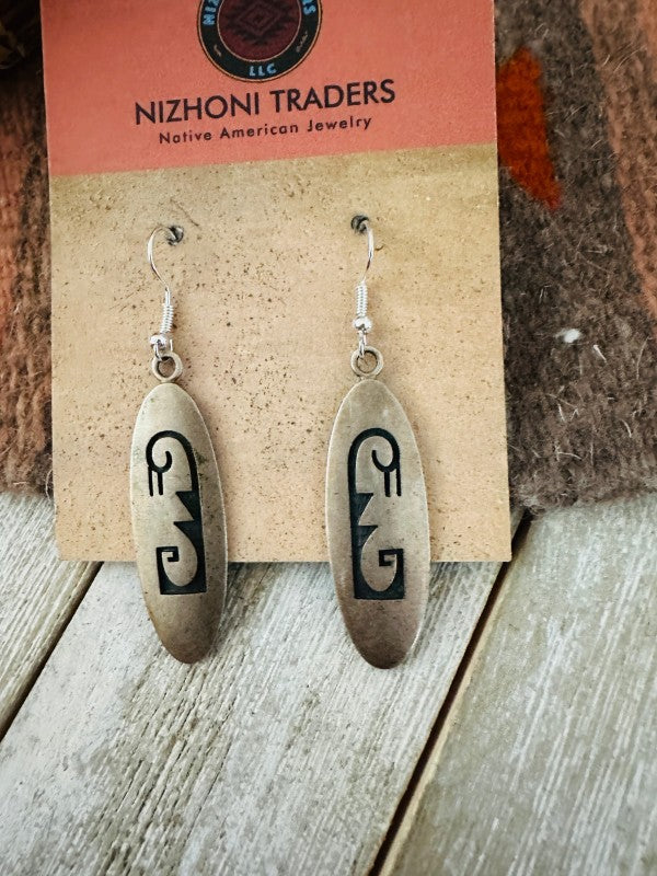 Old Pawn Hopi Overlaid Sterling Silver Dangle Earr