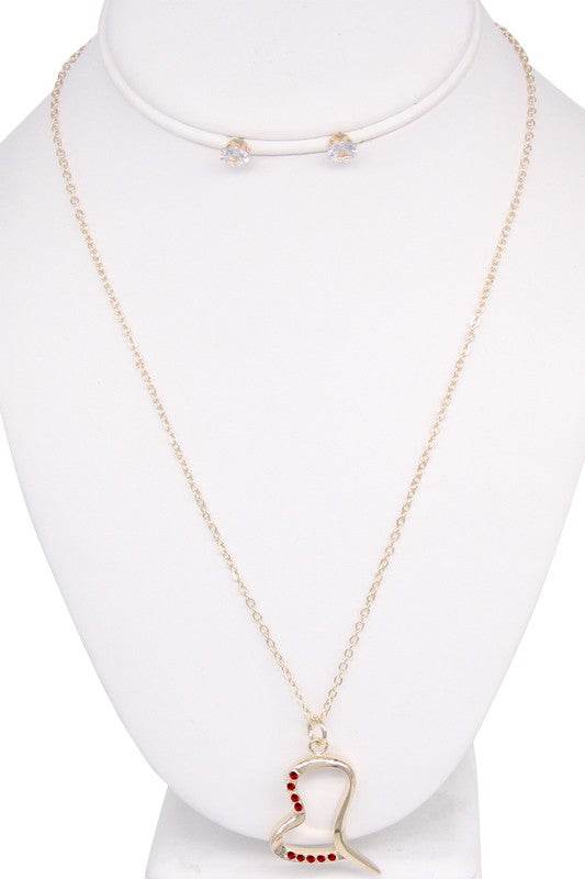 Heart Pendant Necklace Set