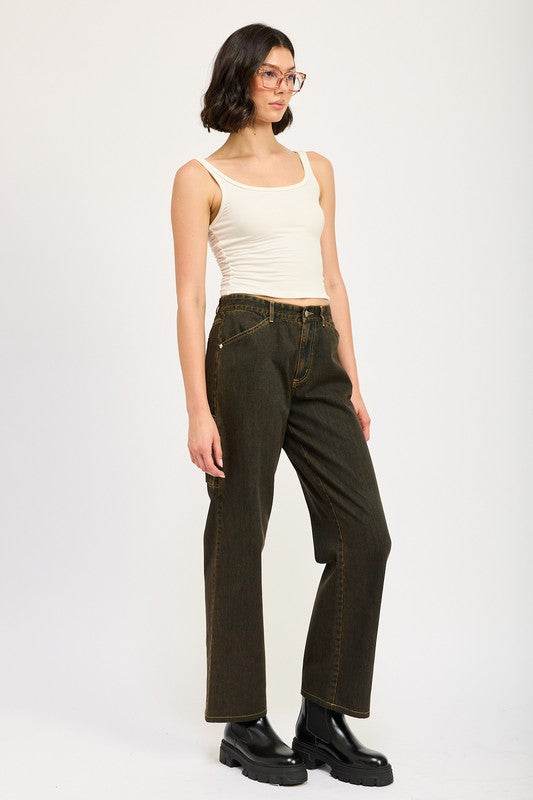 MID RISE JEANS WITH FRONT POCKETS