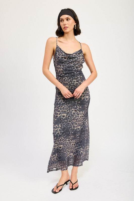 SLIGHT COWL MAXI DRESS WITH OPEN BACK