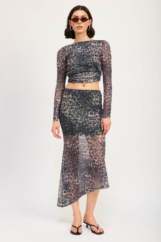PRINTED MERMAID MAXI SKIRT