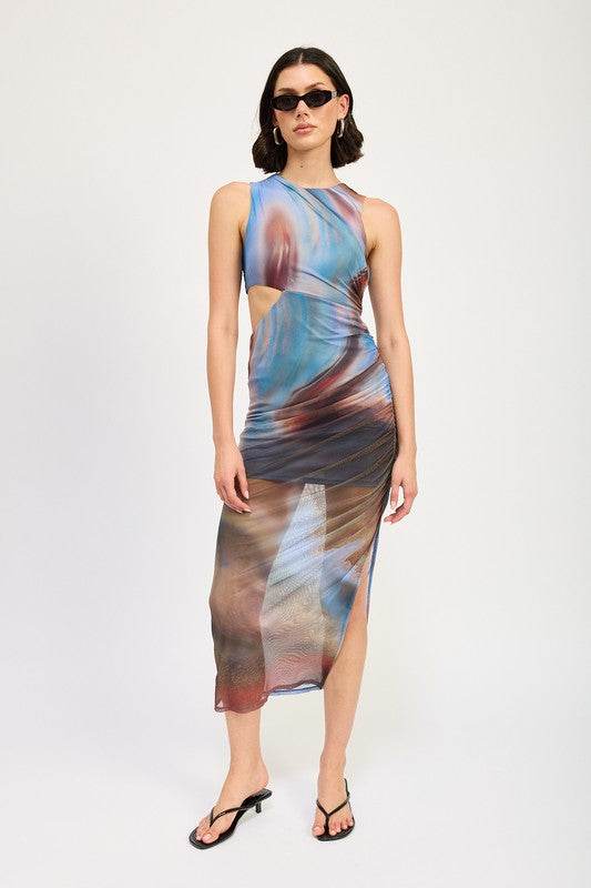 SLEEVELESS MIDI DRESS WITH CUT OUT