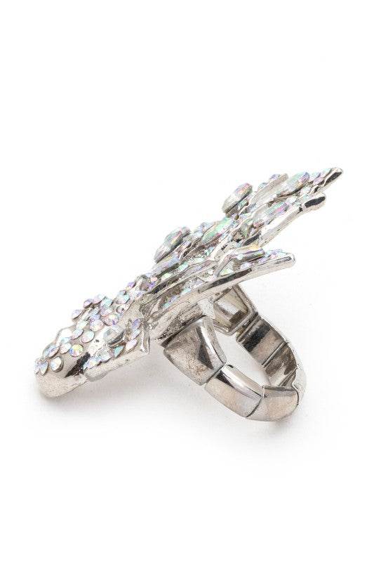 Peacock Crystal Adjustable Ring