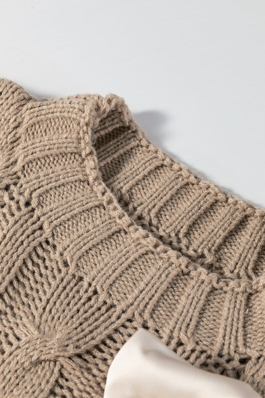 Cable Knit Satin Bowknot SPRING Sweater