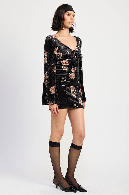 LACE UP FLORA DRESS WITH OPEN BACK