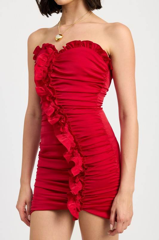 Ruched Ruffle Mini dress