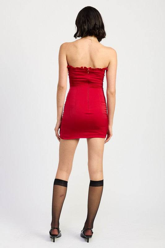 Ruched Ruffle Mini dress