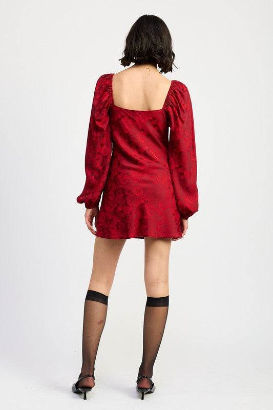 LONG SLEEVE LACE MINI DRESS