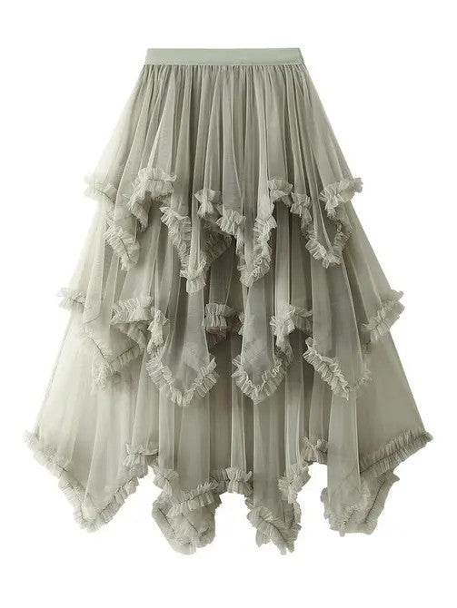 Layered Mesh High Waist Skirt