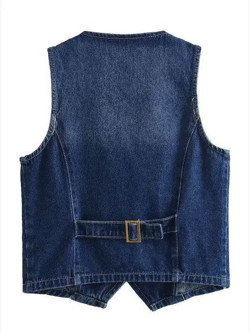 Cropped Denim Vest