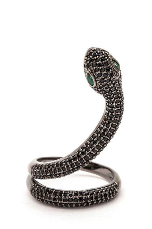 Micro Pave CZ Adjustable Snake Ring