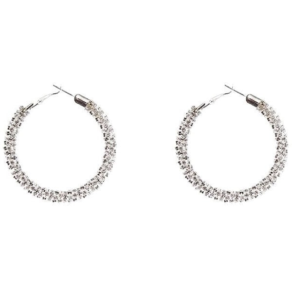 50mm Basic Full Cover Rhinestone Hoop Earrings