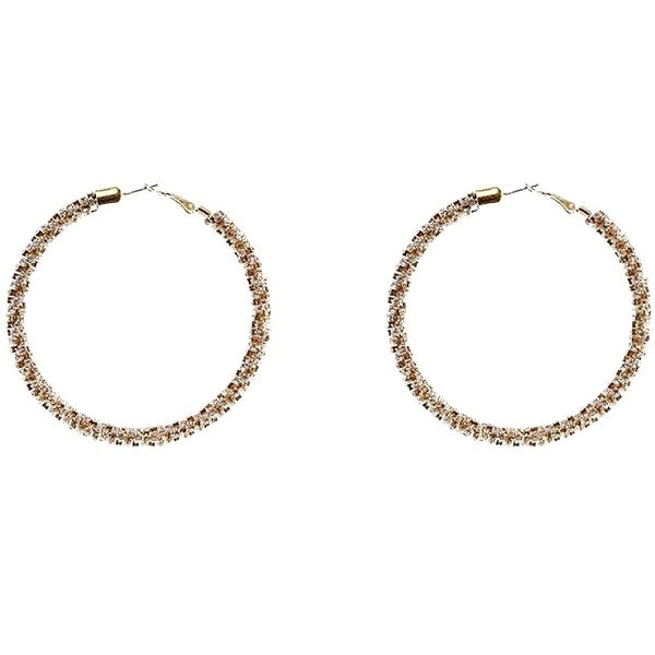 70mm Basic Full Cover Rhinestone Hoop Earrings
