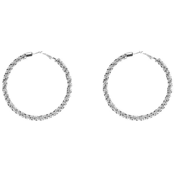 70mm Basic Full Cover Rhinestone Hoop Earrings