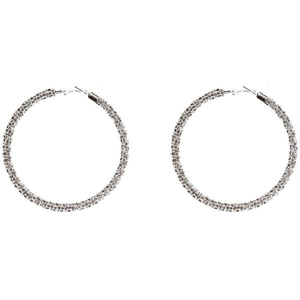 90mm Basic Full Cover Rhinestone Hoop Earrings