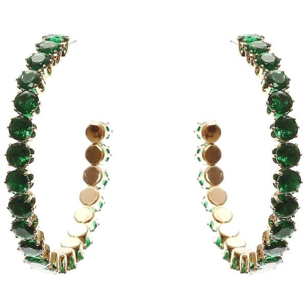 50mm Bold Crown Halo Cubic Zirconia Hoop Earrings