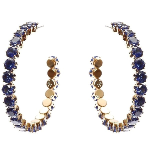 50mm Bold Crown Halo Cubic Zirconia Hoop Earrings