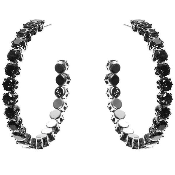 50mm Bold Crown Halo Cubic Zirconia Hoop Earrings