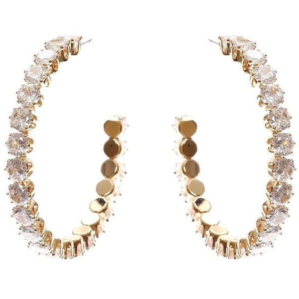 50mm Bold Crown Halo Cubic Zirconia Hoop Earrings