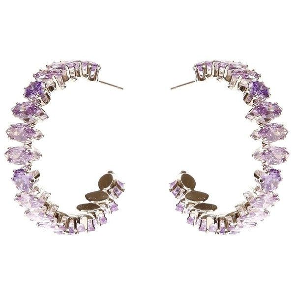 Marquise Crown Halo Cubic Zirconia Hoop Earrings