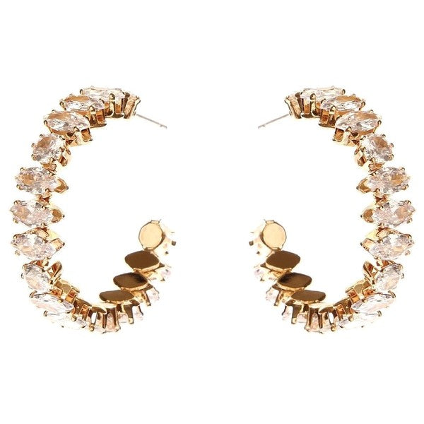 Marquise Crown Halo Cubic Zirconia Hoop Earrings
