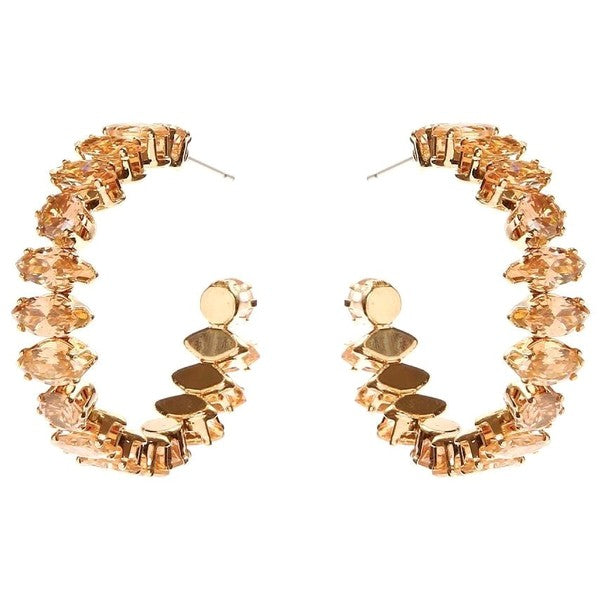 Marquise Crown Halo Cubic Zirconia Hoop Earrings