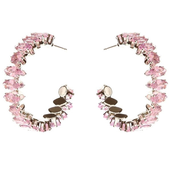 Marquise Crown Halo Cubic Zirconia Hoop Earrings